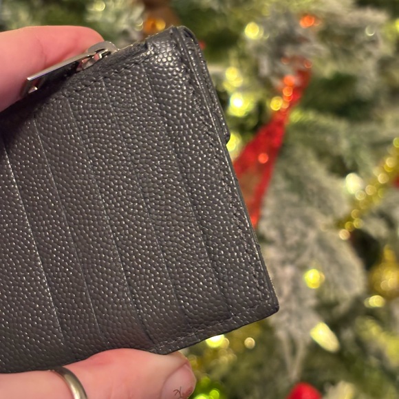 Saint Laurent YSL Dark Gray Quilted Leather Card Holder Flap Wallet NEW W/ COA - Picture 3 of 14